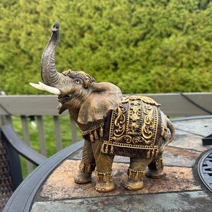 Decorative Elephant Figurine with Gold Accents